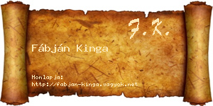 Fábján Kinga névjegykártya